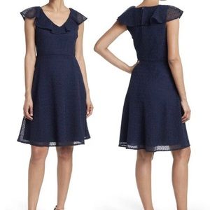 Draper James nassau navy heart lace flounce shoulder dress